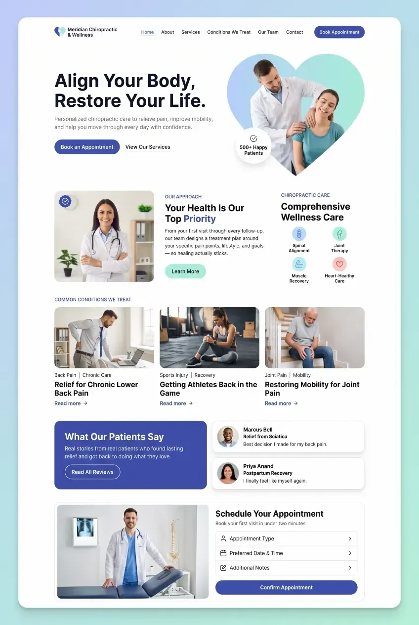 Custom website design for a chiropractic practice