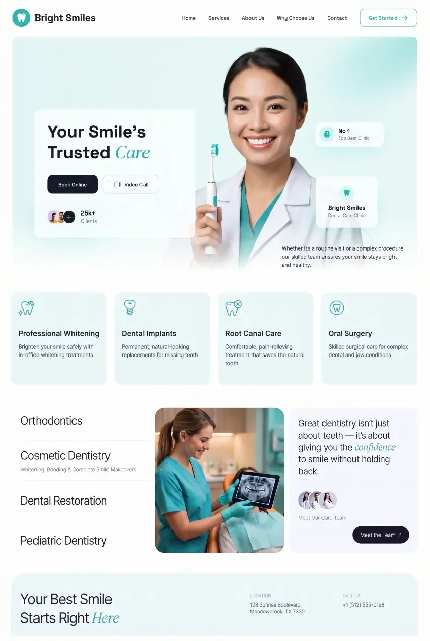 Custom website design for a dental practice