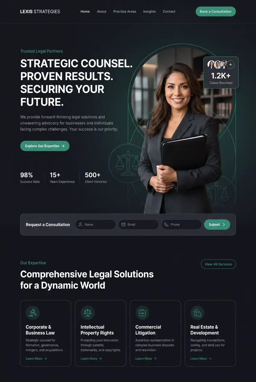 Custom website design for a law firm